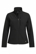 Woman wearing a black jacket on a white background