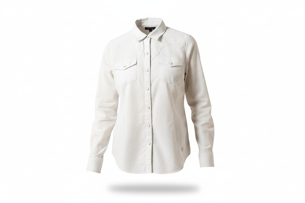  a white button-up shirt on a white background