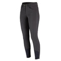 Dark gray riding pants with black accents on a white background