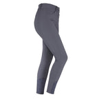 Gray riding pants with patterned leg design on a white background