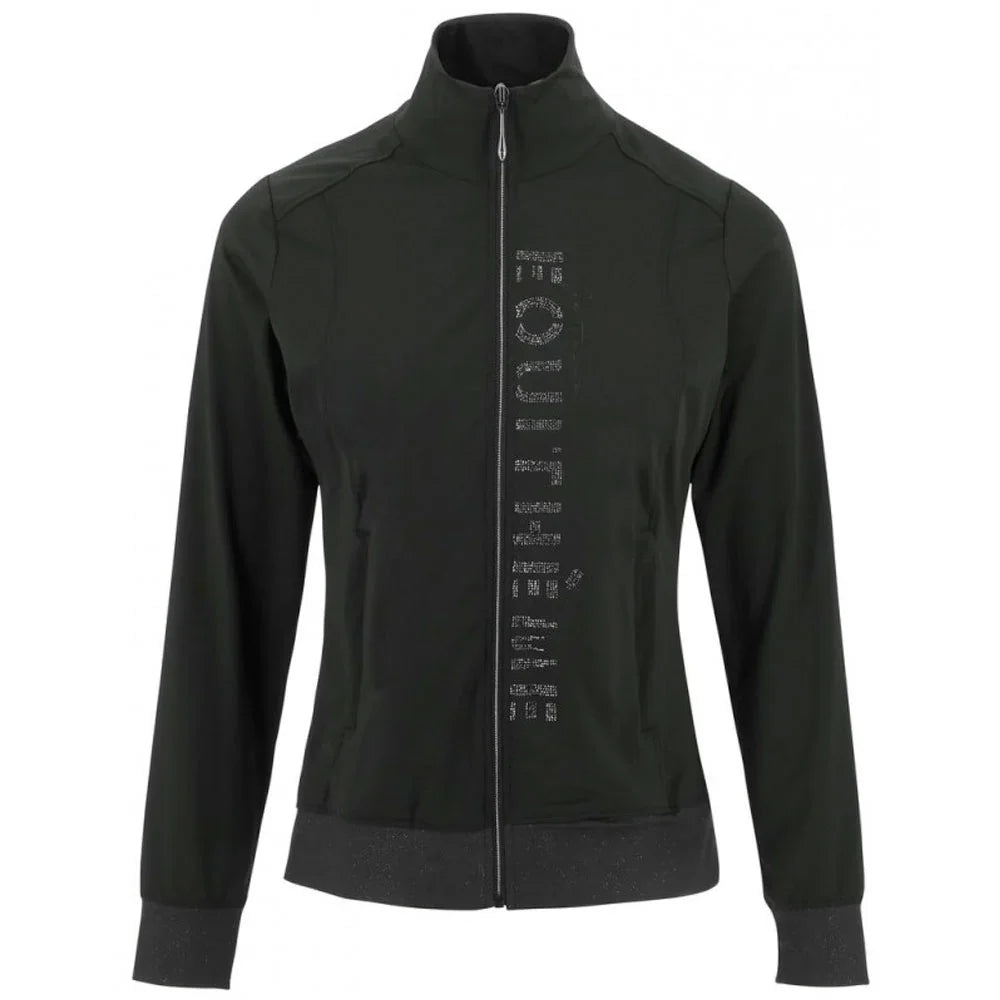 Black jacket with text pattern on a white background