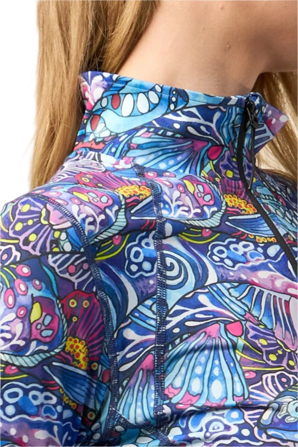 Colorful butterfly-patterned sun shirt