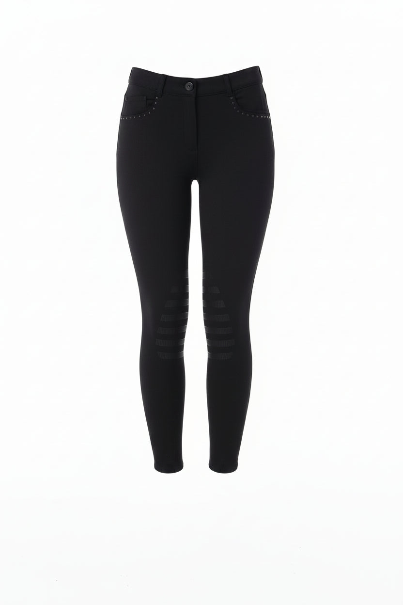 Black riding leggings on a white background