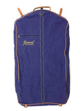 Navy Blue Garment Bag with Leather Trim
