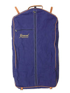 Navy Blue Garment Bag with Leather Trim