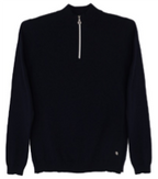 Black quarter-zip sweatshirt on a white background