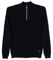 Black quarter-zip sweatshirt on a white background