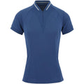 Blue athletic shirt with a zipper on a white background