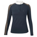 Navy long-sleeve shirt with mesh sleeves on a white background