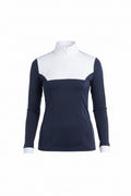  navy and white equestrian top on a white background