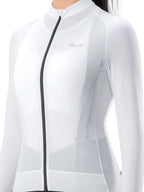 White jacket with a black zipper on a white background