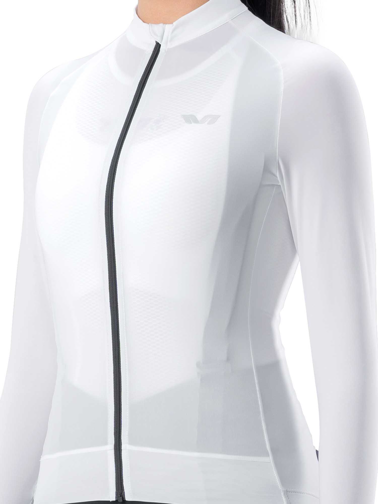 White jacket with a black zipper on a white background