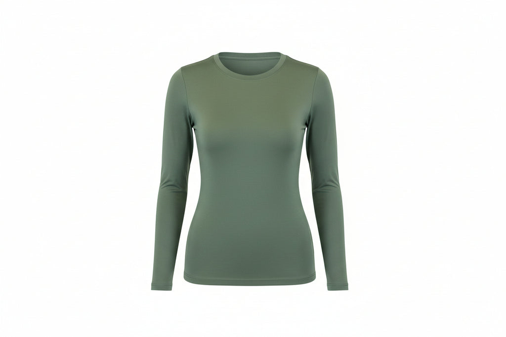 green long-sleeve athletic top