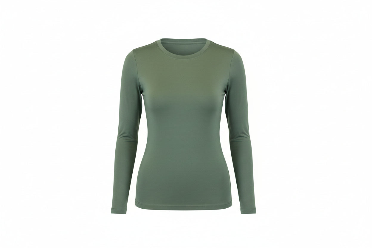 green long-sleeve athletic top